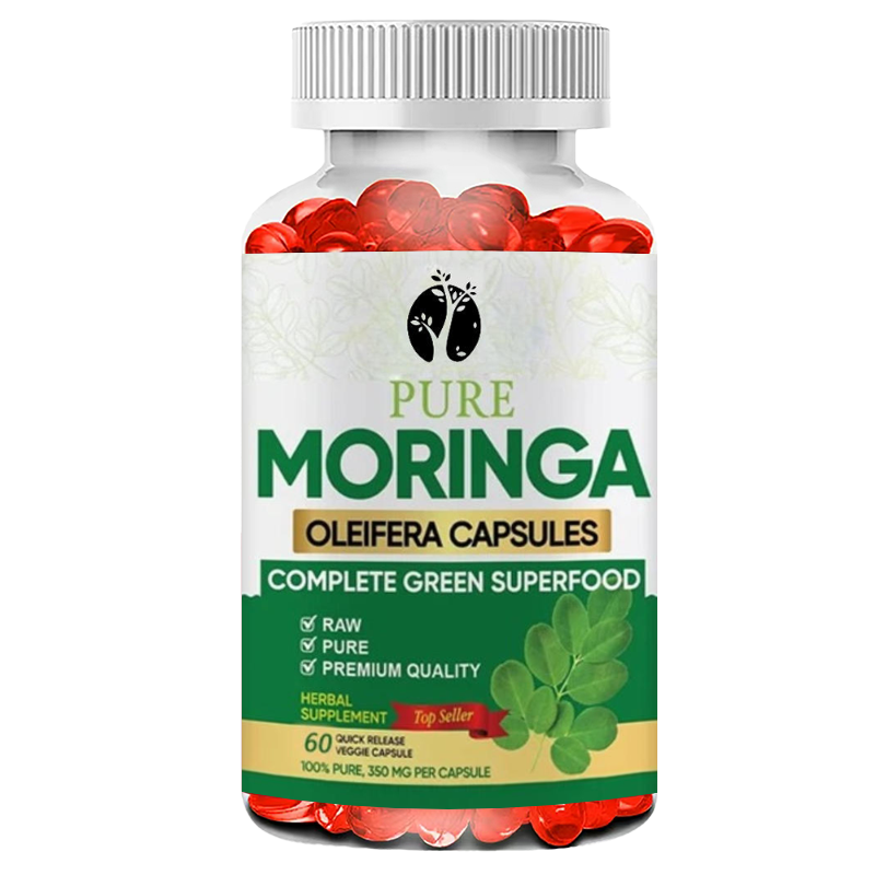 Moringa Leaf Powder - モリンガカプセル - 60カプセル 3倍高効率抗酸化物質 100%純粋モリンガ葉粉末 代謝と授乳のサポートに