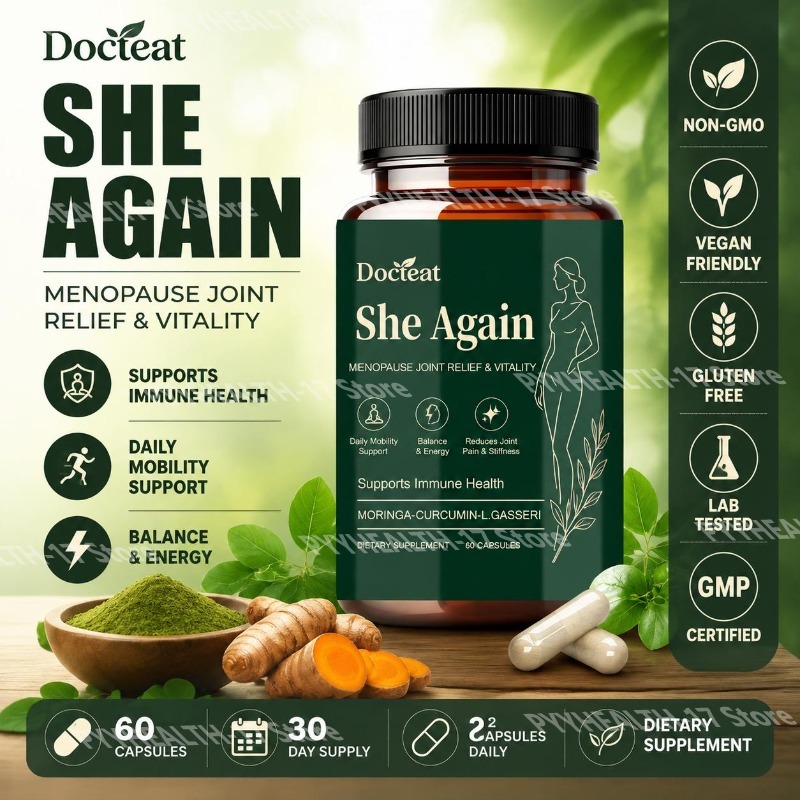 Moringa Leaf Powder - ドクティート・シーアゲイン 更年期関節サポートカプセル（モリンガ・クルクミン・L.ガセリ配合） 日常の動きと免疫サポート 60カプセル