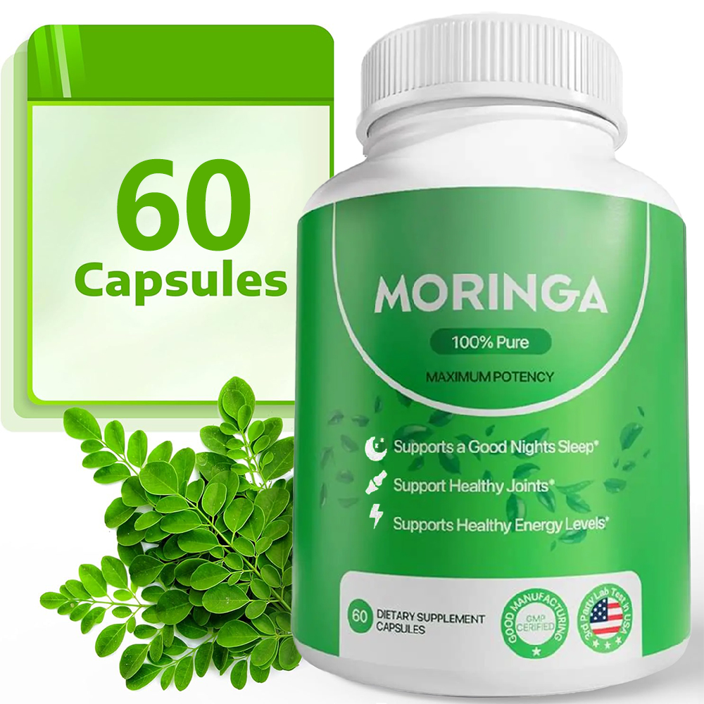 Moringa Leaf Powder - モリンガカプセル - エネルギー増強、免疫、腸、関節サポート - 抗酸化物質豊富な総合グリーンスーパーフードサプリメント、60カプセル