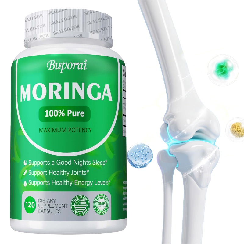 Moringa Leaf Powder - 100% 純粋なモリンガ葉パウダーカプセル、抗炎症サプリメント、免疫システム、代謝、脳のエネルギー増強剤