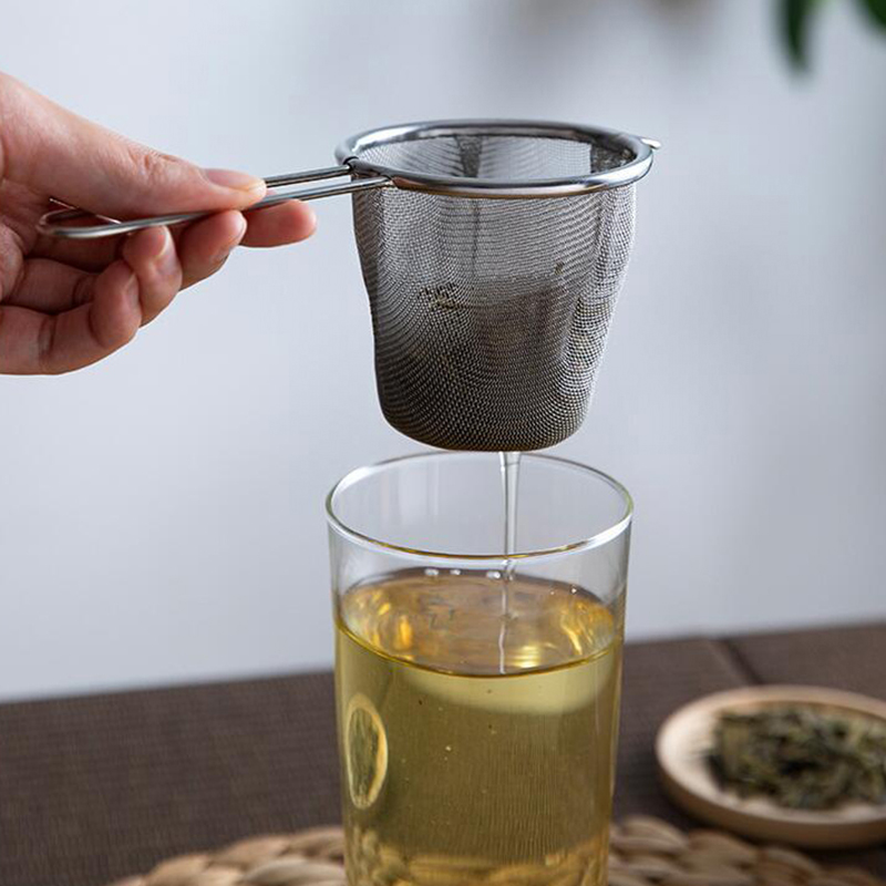 Herbal Wellness Tea - ステンレス製茶こし 再利用可能 茶漏れ防止フィルター ティーポットストレーナー シングルイヤー型 コーヒー