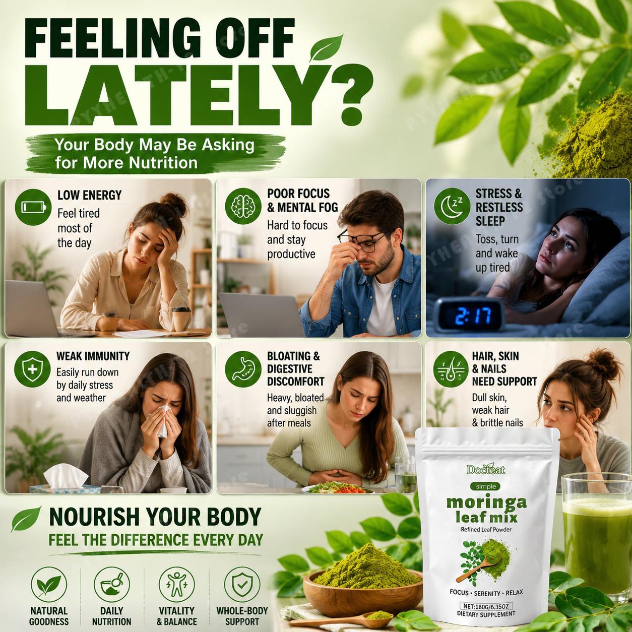 ドクテート モリンガ葉ミックスパウダー カルシウムと鉄配合  - Moringa Leaf Powder のレビューと価格