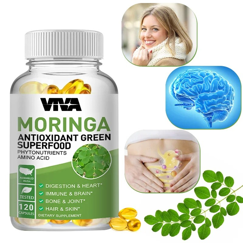 モリンガ 1000mg カプセル、消化、心臓、脳、免疫、関節 - Moringa Leaf Powder のレビューと価格