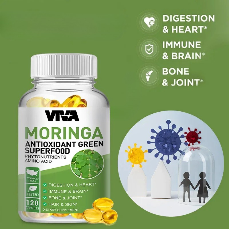 モリンガ 1000mg カプセル、消化、心臓、脳、免疫、関節 - Moringa Leaf Powder のレビューと価格