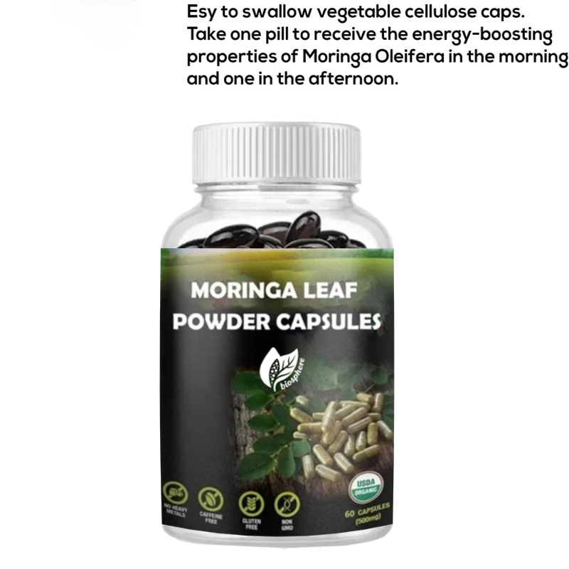 100%純粋なモリンガ葉粉末カプセル。 オーガニック認定モリ - Moringa Leaf Powder のレビューと価格