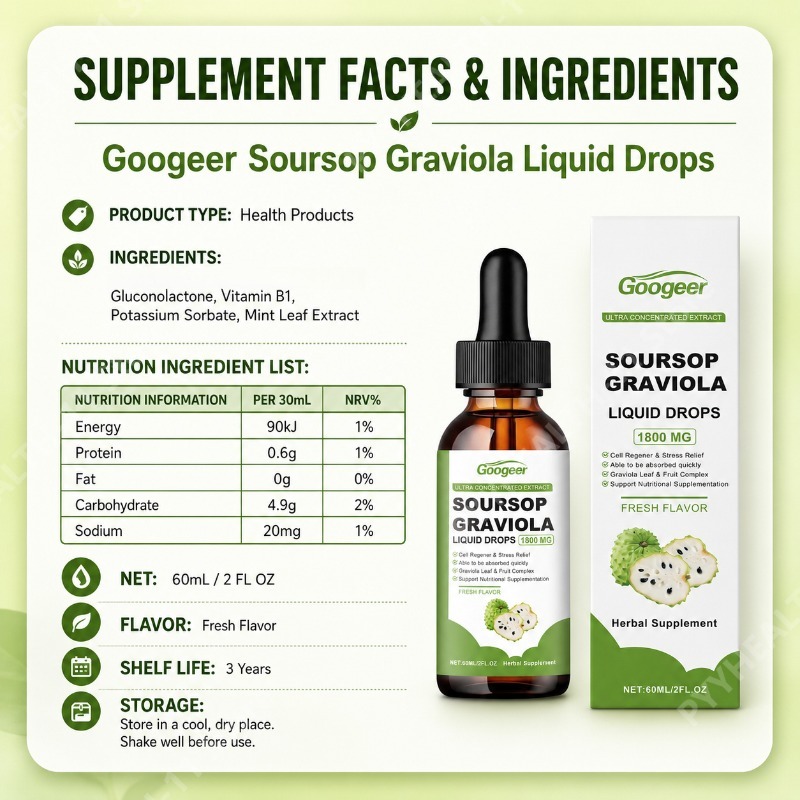 サワーソップ・グラビオラの葉と果実の液体ドロップ、ビタミンB - Herbal Wellness Drops のレビューと価格