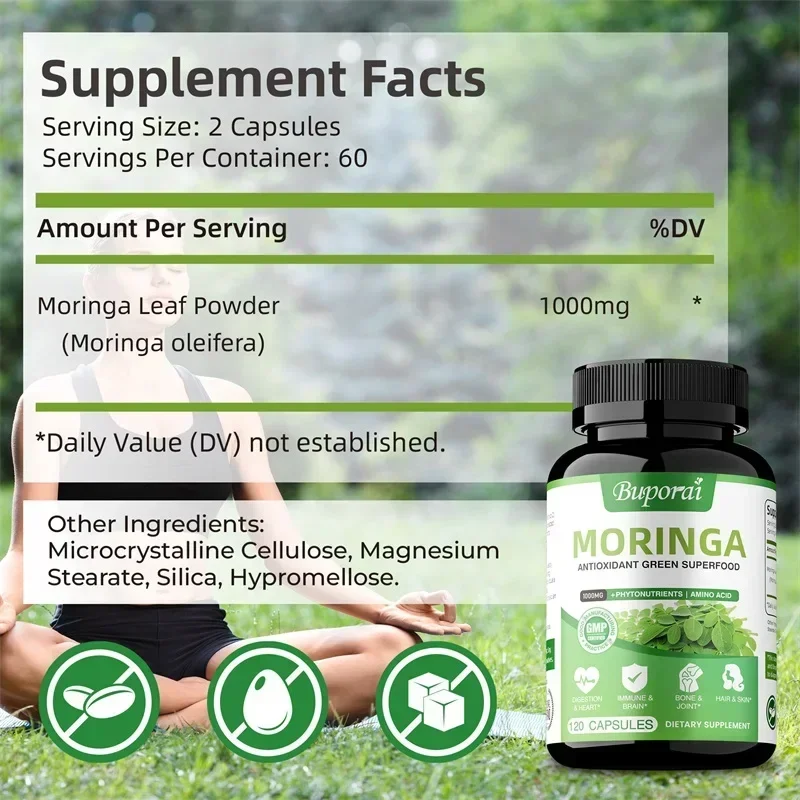 モリンガカプセル - 抗酸化物質、細胞の修復を促進、腸と消化 - Moringa Leaf Powder のレビューと価格