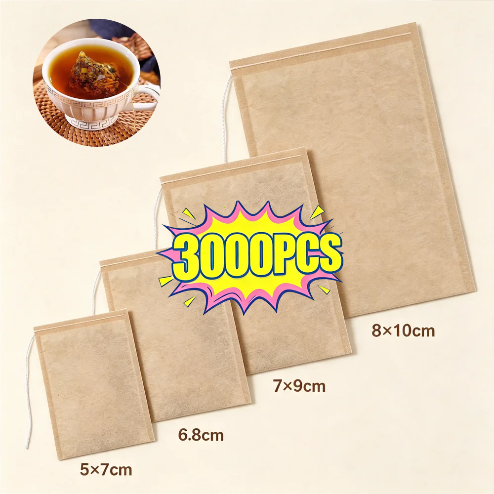 100/3000枚入り使い捨てティーフィルターバッグ、紐付き - Herbal Wellness Tea のレビューと価格