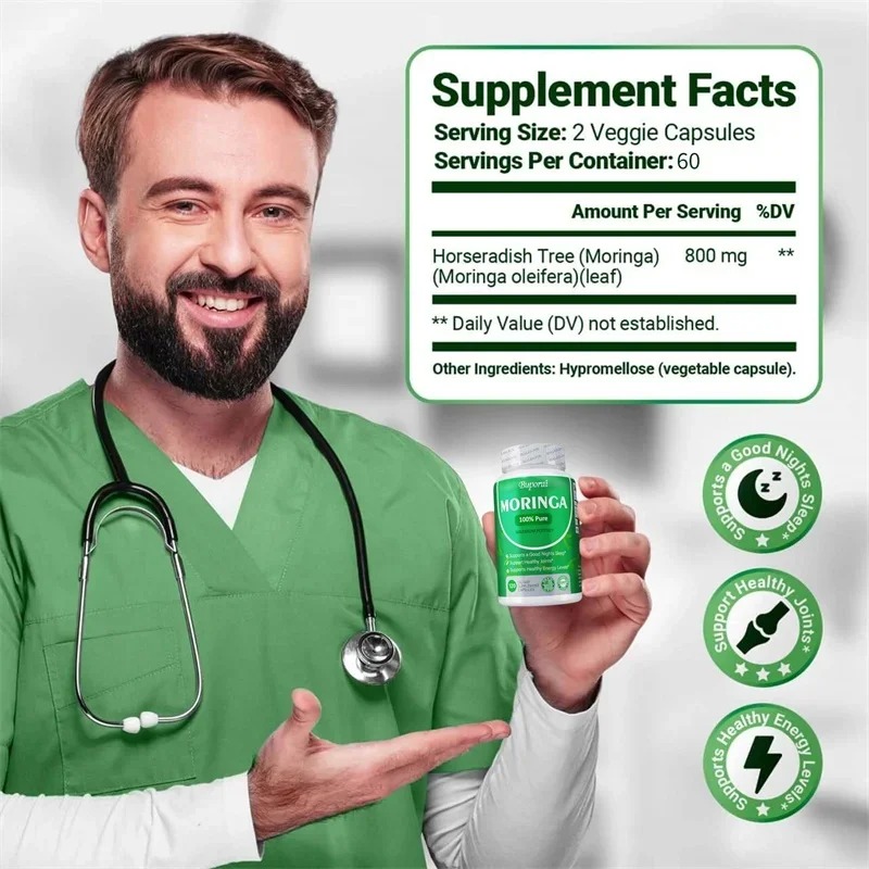 100% 純粋なモリンガ葉パウダーカプセル、抗炎症サプリメン - Moringa Leaf Powder のレビューと価格