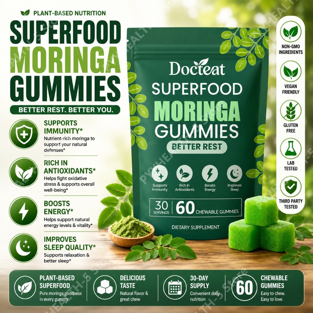 ドクテート モリンガグミ（ビタミンB12、D3、C、マグネシ - Moringa Leaf Powder のレビューと価格
